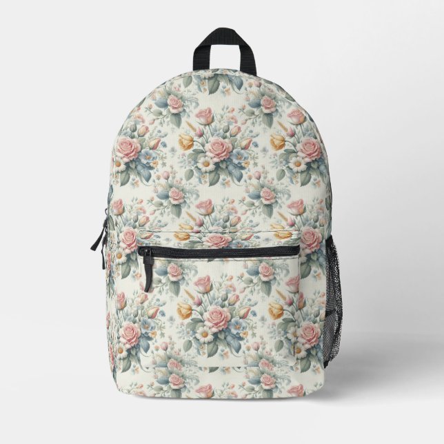 Roses  printed backpack (Front)