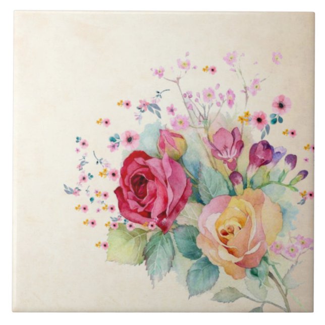 Roses R - Large Ceramic Tile (Front)