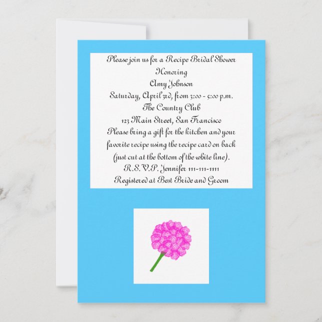 Roses Recipe Card Recipe Bridal Shower Invitation (Front)