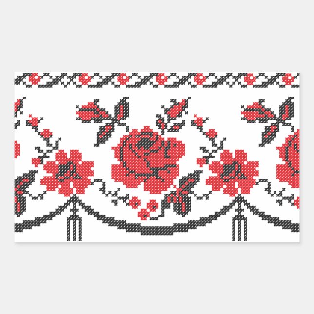 Roses Rectangular Sticker (Front)