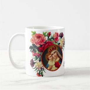 Roses Religious Virgin Mary Jesus  Memorare Prayer Coffee Mug