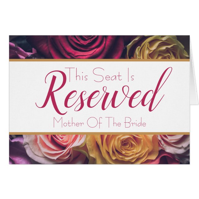 Roses Reserved Seat Wedding Sign (Front Horizontal)