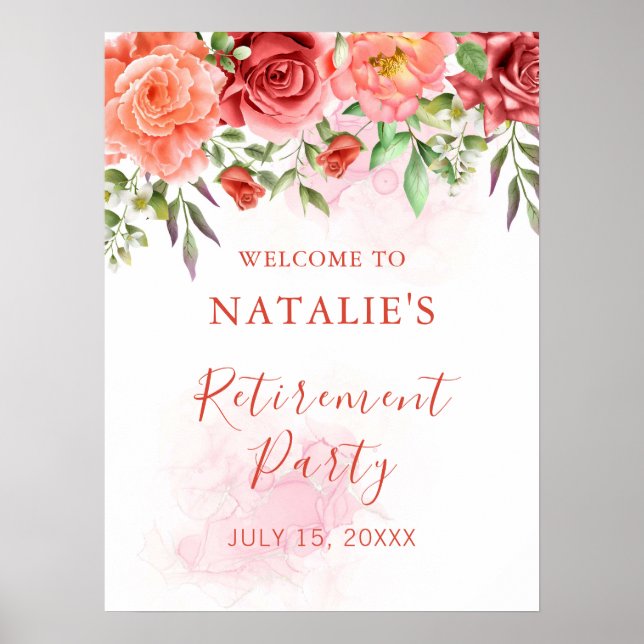 Roses Retirement Party Welcome Sign (Front)