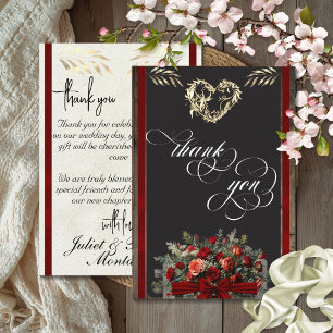 Roses & Ribbon - Red Thank You Card
