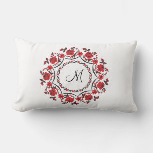 Roses ring Personalised Monogram Initial Lumbar Cushion