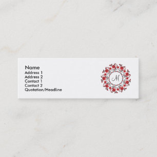 Roses ring Personalised Monogram Initial Mini Business Card