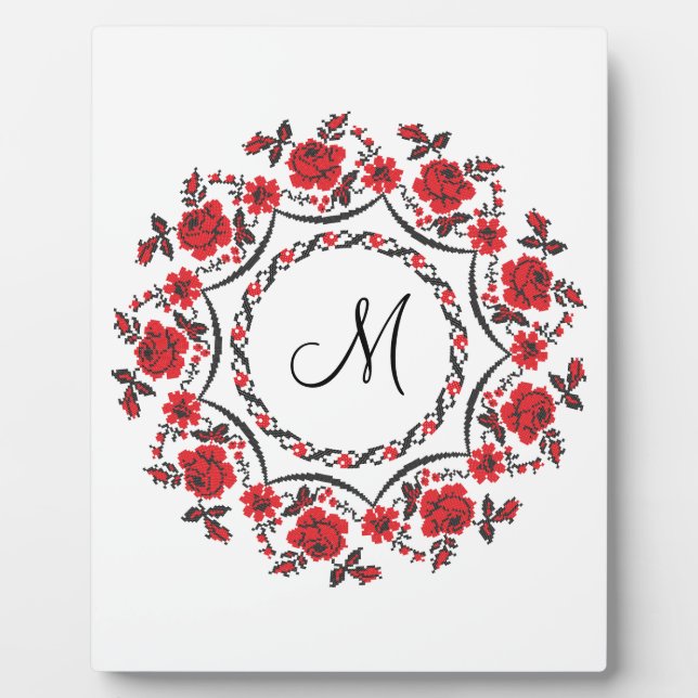 Roses ring Personalised Monogram Initial Plaque (Front)