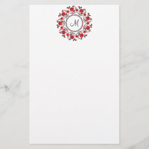 Roses ring Personalised Monogram Initial Stationery