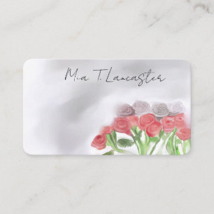 Roses, rose,watercolor purple floral business card