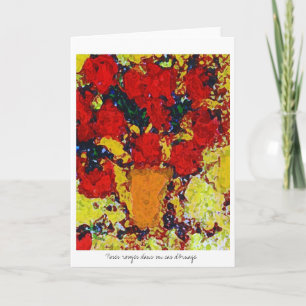 Roses rouges dans un cas d'Ornage Card