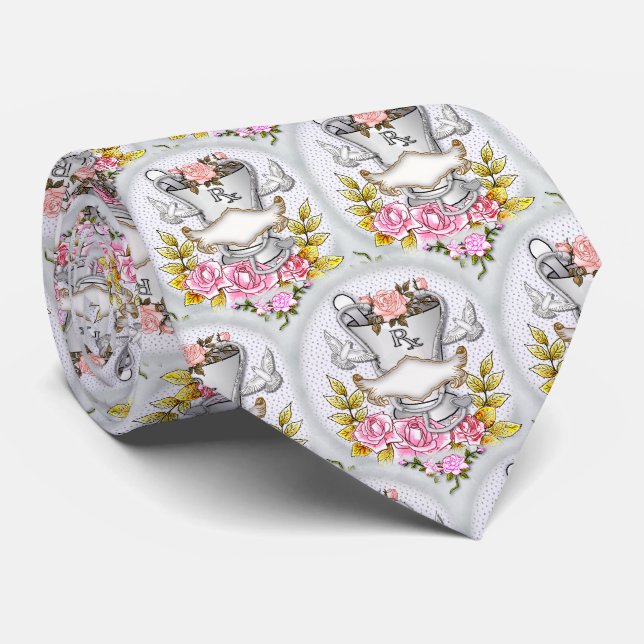 Roses RX Mortar Pestle doctor  Tie (Rolled)