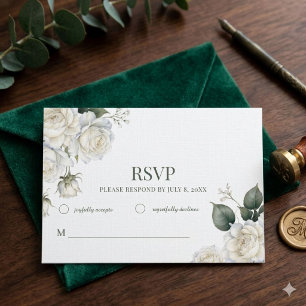 Roses Sage Floral Wedding RSVP Card