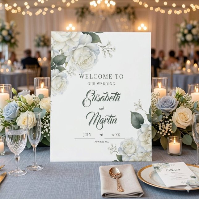 Roses Sage Floral Wedding Sign (Creator Uploaded)