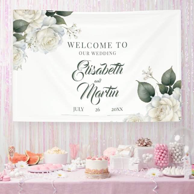 Roses Sage Floral Wedding Sign (Party)