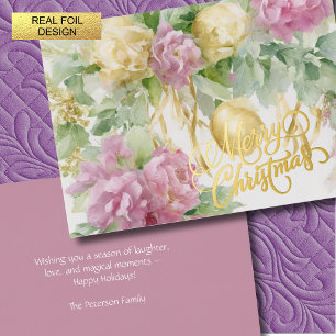 Roses Satin Ribbon Evergreen Mauve Cream Christmas