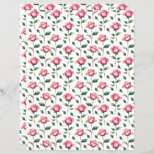 Roses Scrapbook Paper (Front/Back)