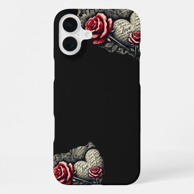 Roses & Script Hearts iPhone Case (Back)