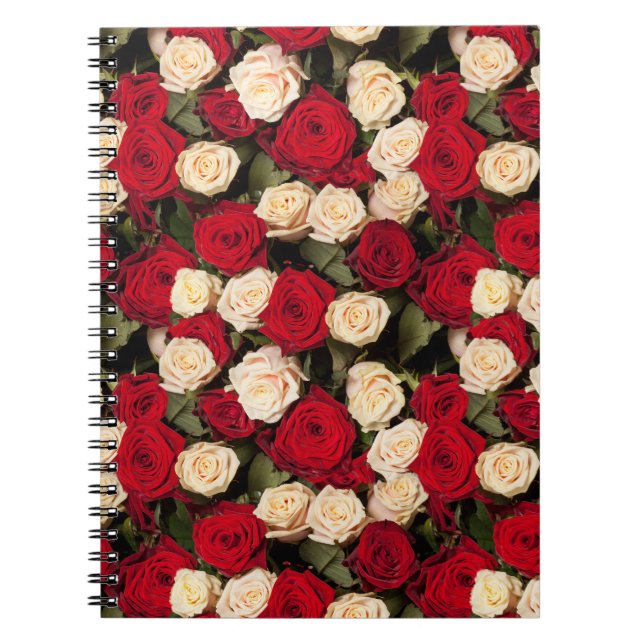 Roses, seamless, elegant background tile notebook (Front)