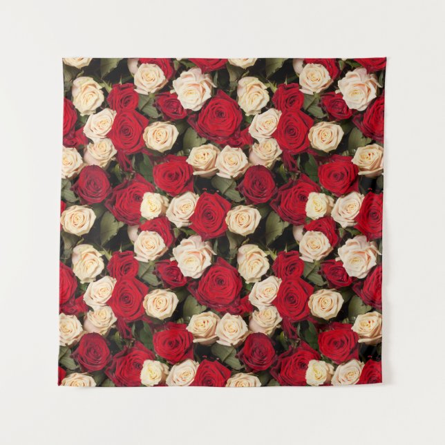 Roses, seamless, elegant background tile tapestry (Front)