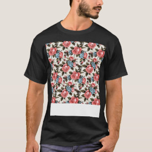 Roses Seamless Pattern Pretty Floral Flower Bud Th T-Shirt