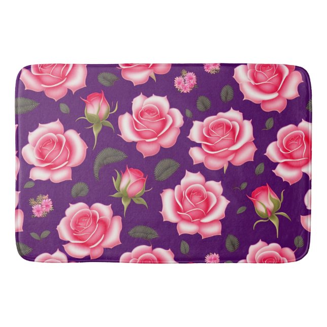 Roses Seamless Pattern Valentines Day Bath Mat (Front)