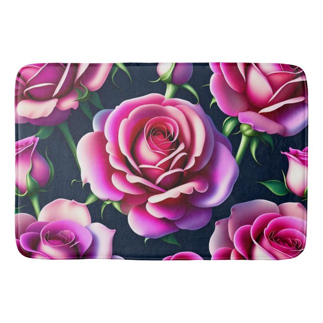 Roses Seamless Pattern Valentines Day Bath Mat (Front)