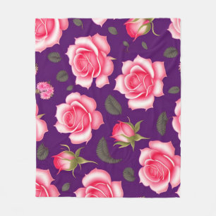 Roses Seamless Pattern Valentines Day Fleece Blank Blanket
