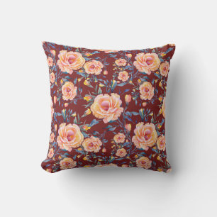 Roses, seamless, red background pattern cushion