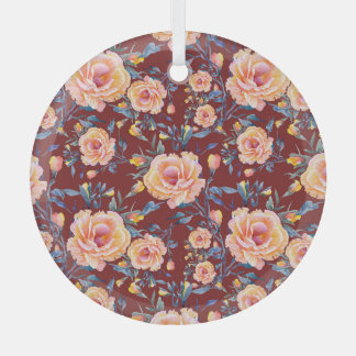 Roses, seamless, red background pattern glass tree decoration