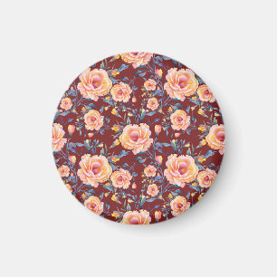 Roses, seamless, red background pattern magnet