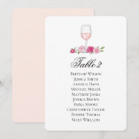 Roses seating chart. Wine glass. Floral wedding