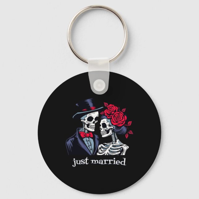 Roses Skeleton Bride And Groom Skeleton Halloween  Key Ring (Front)