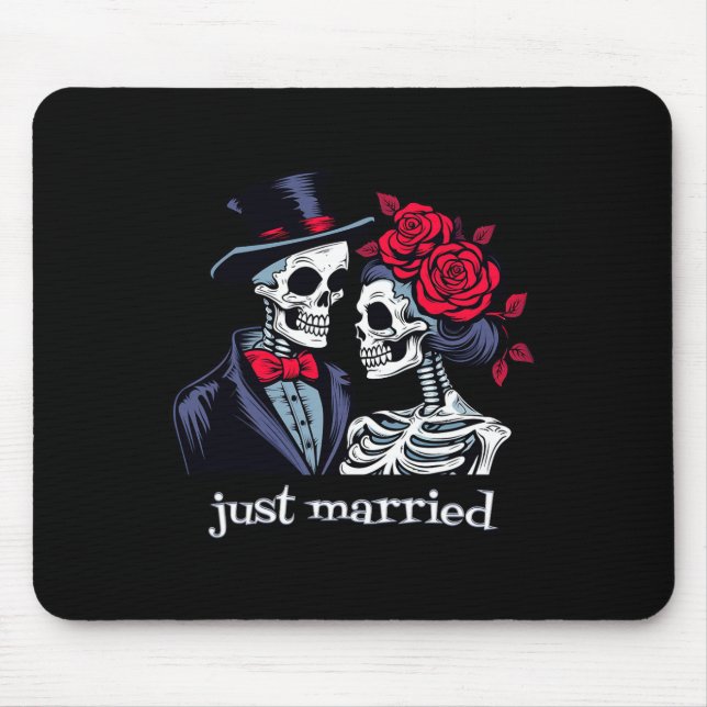 Roses Skeleton Bride And Groom Skeleton Halloween  Mouse Pad (Front)