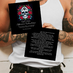 Roses skull tattoo Aftercare Instructions Stylish Square Business Card