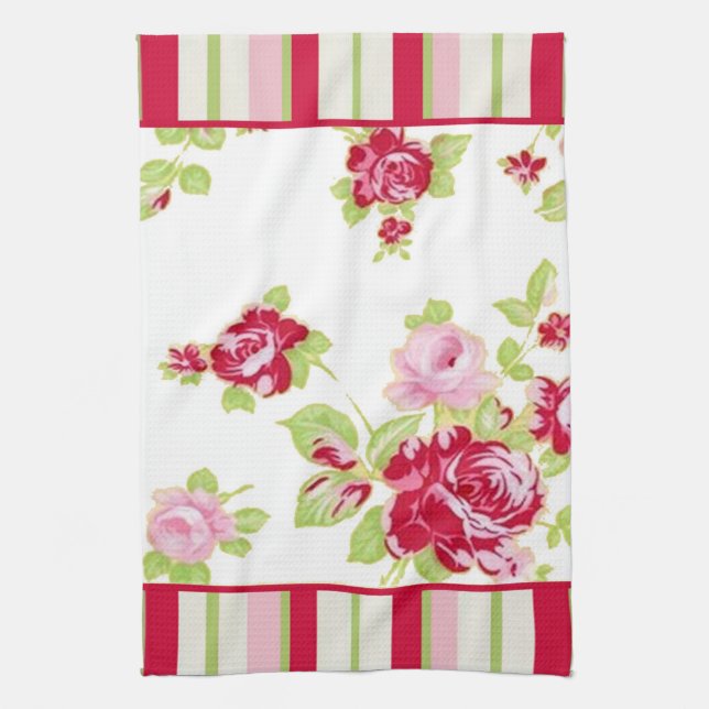 Roses & Stripes Kitchen Towel (Vertical)
