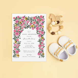 Roses Sunflower Trellis Spring Garden Baby Shower Invitation