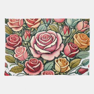 Roses tea towel