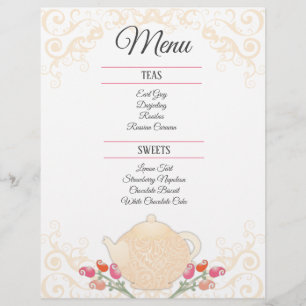 Roses teapot flowers butterflies tea cup letterhea