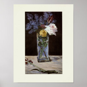 Roses, Tulips, & Lilacs in a Crystal Vase Poster