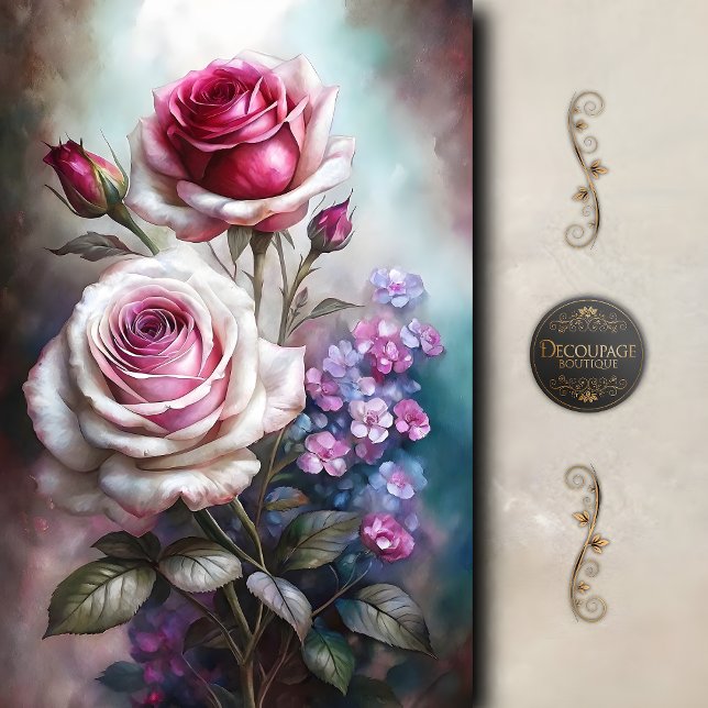 Roses Twilight Garden Decoupage Tissue Paper (Roses Twilight Garden Decoupage Tissue Paper)
