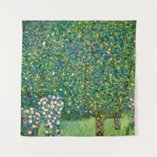 Roses Under the Trees Gustav Klimt Wall Art Print Tapestry