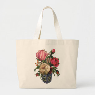 Roses Victorian flower floral rose bouquet Large Tote Bag