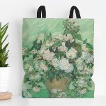 Roses | Vincent Van Gogh Tote Bag<br><div class="desc">Roses (1890) by Dutch post-impressionist artist Vincent Van Gogh. Original work is an oil on canvas painting depicting a still life of white roses against a light green background. 

Use the design tools to add custom text or personalise the image.</div>