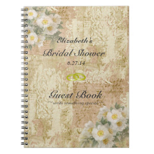 Roses-Vintage Bridal Shower Guest Book- Notebook