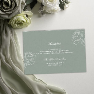 Roses Vow Sage Green Modern Classic Formal Wedding Enclosure Card