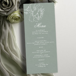 Roses Vow Sage Green Modern Classic Formal Wedding Menu