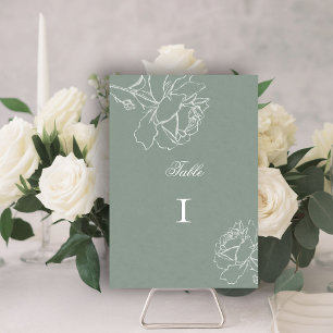 Roses Vow Sage Green Modern Classic Formal Wedding Table Number