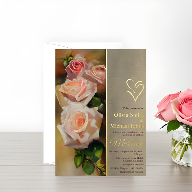 Roses Watercolor Romantic Fall Wedding Invitation (Creator Uploaded)