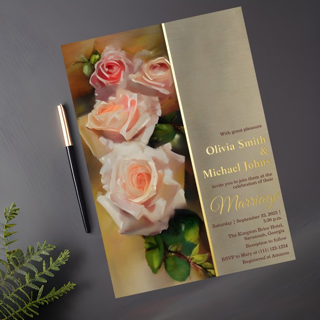 Roses Watercolor Romantic QR code Wedding Invite (Creator Uploaded)