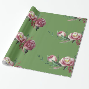 Roses Watercolor Wrapping Paper, 30 in x 6 ft Paper